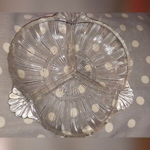 Vintage Fostoria Sunray Clear Glass Serving Tray